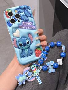 Disney Has Authorized, Phone Case - Chain Set, The Stitch Lilo & Stitch 3D Phone Case Plus A Silicone 3D Stitch Bracelet With Metallic Ring Removable Bracelet, Stitch And Angel Pattern, Compatible With Iphone 17/16/15/14/13/12/11/XS/XR/X Plus Pro Max, A Stylish Cartoon Phone Case, The Perfect Gift Choice, Phone Protection, Durable Phone Cover, Great Gift For Friends And Family - 白色款式B - 查看 3