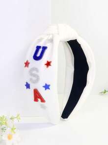 1pc Women's Cute Solid Color Headband, Suitable For 4th Of July US Independence Day 250th Anniversary Celebration, Knotted Wide Brim Headpiece, Red & Blue Festival Hair Accessory Hair Band Diadema Hair Hoop,Travel,Birthday - Multicolor - View 11
