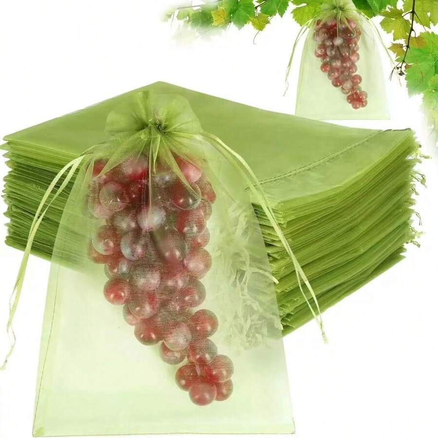 Reusable Fruit Netting Bags, Drawstring Closure Fruit Protection Bags, Vegetable And Fruit Garden Planting Protective Bags - Multicolor - View 1