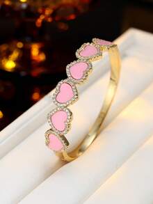 1pc Women's Bracelet, Fashionable Heart-Shaped Splicing Design, Elegant Delicate Heart Niche Versatile Accessory Suitable For Daily Wear - [Better Quality] Bracelet - View 10