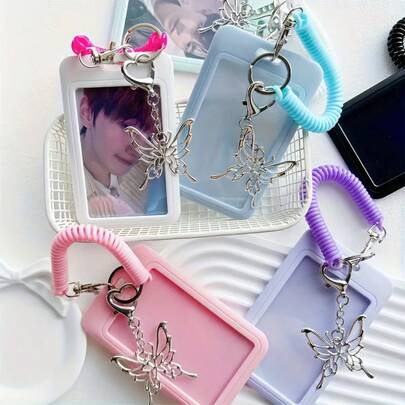 1 PC Card Holder With Transparent Window, Photo Storage, Credit Cards, ID And Souvenirs - Home, Office, Travel Portable Plastic Photo Album Cover