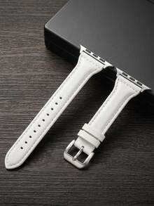1 Peça Elegante Banda de Relógio de Couro Genuíno de Cor Sólida Compatível com Apple Watch 38mm 40mm 41mm 42mm 44mm 45mm 46mm 49mm, Pulseira Vintage, Pulseira de Relógio Inteligente de Reposição, Acessório de Pulseira de Relógio Casual e Formal Compatível com Apple Watch Ultra 11 10 9 8 7 SE3 6 5 4 3 2 1, Pulseira de Relógio Inteligente da Moda para Apple Watch - Para - Visão 27