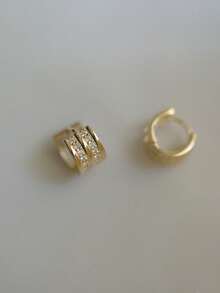 1 Đôi bông tai bạc S925 kiểu dáng tối giản, đính đá hai hàng lấp lánh dành cho nữ - Bông tai - Xem 5