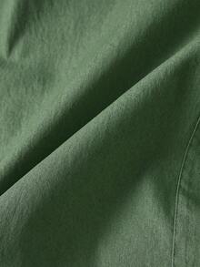 女士春季休闲牛仔衬衫，带翻盖口袋和纽扣前襟 - 軍綠色 - 查看 11