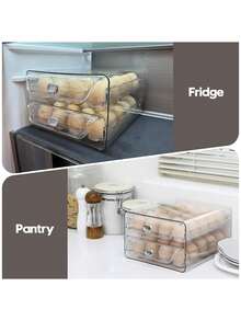 Adjustable Refrigerator Egg Storage Box, Drawer Organizer, Space-Saving Refrigerator Storage Box, Easy To Install, Durable Plastic Structure, Refrigerator Egg Storage Box, Large Egg Stand, Stackable Egg Storage Box. - View 6