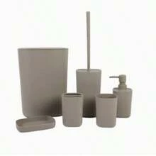 6pcs Mint Green Bathroom Accessories Set, Including Soap Dispenser, Toothbrush Holder, Tumbler, Soap Dish, Toilet Brush Holder And Trash Can, Modern Minimalist Bathroom Storage Set, PP Material, Shatterproof, Easy To Clean, Suitable For Home, Apartment, Dorm, Hotel, Spa, Matching All Bathroom Decor, Ideal Housewarming Gift, Essential Mint Green Bathroom Essentials, Compact Space-Saving Countertop Storage Design - Multicolor - View 5