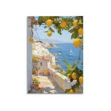 1pc, Lemon Posters And Prints Retro Spritz Canvas Painting Santorini Italy Travel Wall Art For Room House Decor Pictureframeless - Multicolor - View 11