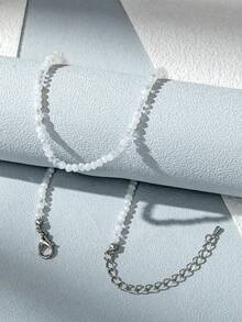 1pc Women's Jelly Color Minimalist Beaded Necklace (Beads Are Random) - trắng - Xem 2