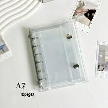 1个A6/A7透明活页夹，贴纸本，FEINIBOOK双扣软皮封面活页夹，PP材质，透明内页替换芯，照片卡片收纳，可用于DIY贴纸本、手账、剪贴簿、计划本、学习用品、办公用品等。 - A - 查看 10