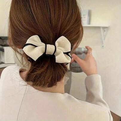 1pc Korean Style Bowknot 3D Hair Clip, Minimalist Fashion Hair Accessory Suitable For Buns, Daily Wear, Holidays, Valentine's Day, Applicable For Women Summer Vacation, Beach Occasions