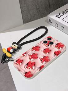 Este estuche de teléfono con cordón de Mickey Mouse de Disney está completamente cubierto de material TPU. Es a prueba de golpes, ligero y compatible con iPhone17/16/11/13/15/15 Plus/15 Pro/15 Pro Max/12/14 Pro Max/11 Pro Max/12 Pro/12 Pro Max/13. Este estuche de teléfono es un regalo de cumpleaños o de negocios popular; es duradero, resistente a las manchas y a las huellas dactilares, y adecuado tanto para hombres como para mujeres. El set también incluye un estuche de teléfono de Mickey Mouse y una pulsera de peluche de Mickey Mouse. Es un regalo perfecto para amigos y familiares. Este elegante estuche de teléfono es divertido, ligero y duradero. Estuche de teléfono iPhone17 Pro Max, estuche de teléfono Minnie Mouse. - Blanco - Ver 5