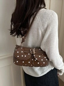 2026 Nouveau sac à main élégant de mode pour femme, sac bandoulière multifonctionnel, porte-monnaie mignon à pois stylé - Tabac - Voir 6
