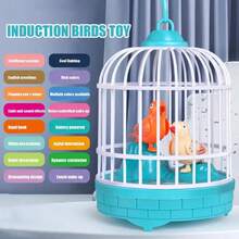 jaula de pájaros de simulación electrónica para niños, juguete con sonido, voz realista, jaula para loros, juguete eléctrico para mascotas para niños - A - Ver 3