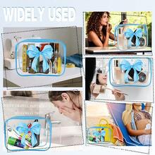1pc Cute Pink Bow Print Transparent Makeup Bag, Waterproof PVC Clear Toiletry Pouch, Portable Adorable Cosmetic Organizer For Girl Daily Use - Transparent - View 7