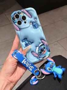 Disney Has Authorized, Phone Case - Chain Set, The Stitch Lilo & Stitch 3D Phone Case Plus A Silicone 3D Stitch Bracelet With Metallic Ring Removable Bracelet, Stitch And Angel Pattern, Compatible With Iphone 17/16/15/14/13/12/11/XS/XR/X Plus Pro Max, A Stylish Cartoon Phone Case, The Perfect Gift Choice, Phone Protection, Durable Phone Cover, Great Gift For Friends And Family - 白色款式A - 查看 2