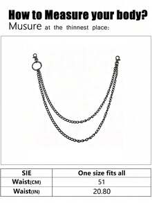 1pc Women's Gun Color Punk Style Fashion Multilayer Tassel Pant Chain, Suitable For Halloween Party Or Daily Wear - Gun Black - View 4