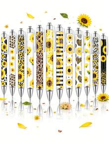 1/6/12pcs Sunflower Ballpoint Pen Set, Daisy Flower Design, Stationery Gift Set, Holiday Gift, Mother's Day Gift, Office Desk Accessories, School & Office Supplies, Back To School & Graduation Gift - Sunflower - View 2