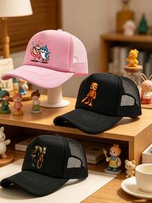 Brainrot Tung Tung Tung Sahur 图案卡车帽，可爱甜美，透气防晒，是完美的礼物之选。Buelys 透气网眼棒球帽，适合春夏上学、旅行、拍照和玩耍。 - 彩色 - 查看 5