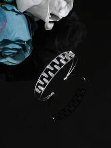 1 chiếc vòng tay sang trọng kiểu Âu và Mỹ đính đá Zirconia, vòng tay thời trang đa năng. - Bạc - Xem 4