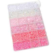 Juego decorativo de 24 cuadrículas de resina con strass, pinzas dobladas, lápiz de cera, pegamento para strass, kit asequible - A - Ver 9