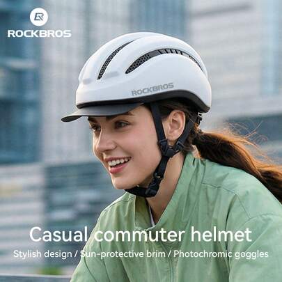ROCKBROS 1 pieza Casco de ciclismo cómodo y de ocio con visera, que combina un rendimiento de absorción de impactos