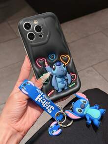 Disney Has Authorized, Phone Case - Chain Set, The Stitch Lilo & Stitch 3D Phone Case Plus A Silicone 3D Stitch Bracelet With Metallic Ring Removable Bracelet, Stitch And Angel Pattern, Compatible With Iphone 17/16/15/14/13/12/11/XS/XR/X Plus Pro Max, A Stylish Cartoon Phone Case, The Perfect Gift Choice, Phone Protection, Durable Phone Cover, Great Gift For Friends And Family - 白色款式A - 查看 2