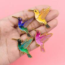 可爱珐琅胸针翻领别针徽章背包女士胸针锌合金服装礼品珠宝时尚配饰 - 黑色 - 查看 5