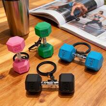 4/1pcs Random Color Mini Dumbbell Keychain, Silicone Fitness Keychain, Sports Theme Keychain, Suitable As Party Gift, Christmas Gift For Fitness Enthusiasts, Car Key And Backpack Accessory, Color: Pink/Black/Green/Sky Blue/Blue/Orange/Purple - Multicolor - View 1