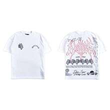 DARCSPORT American Hip-Hop Street Style Printed Short-Sleeve T-Shirt Summer  Loose Top - T250816白色 - 查看 1