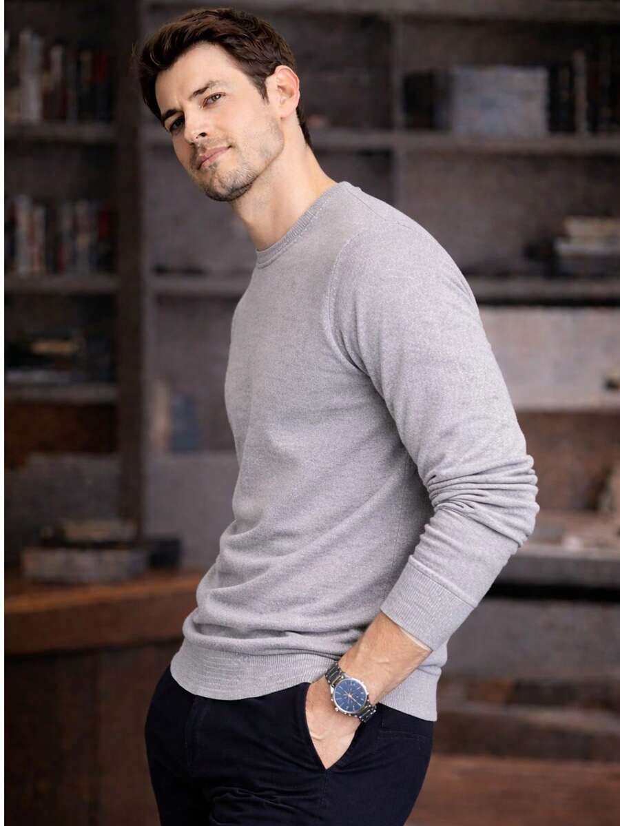Men's Textured Knit Sweater In 5 Colors – Comfortable, Stylish, And Ideal For Autumn/Winter - Light Grey - View 1