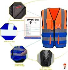 Pink Reflective Safety Vest For Women, Working Safety Gear With Strips, High Visibility Work Vest For Construction, Medium - Orange & Blue - View 4
