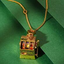 1pc Fashionable 3D Movable Fruit Rattle Pendant Necklace, Hand-Painted Exquisite Creative Slot Machine Charm, Suitable For Women's Daily Wear - Movable Fruit Shaker Pendant Necklace - View 1