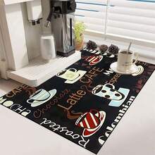 1pc Coffee Pattern Printed Kitchen Cabinet Countertop Bowl Dish Drying Mat, Super Absorbent Hides Stains, Rubber Backed Multi-Purpose Dining & Kitchen Mat, Suitable For Coffee Maker, Bowls, Dishes Drying Rack - HL LSD608 - View 7