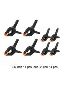 8包3.5英寸塑料小弹簧夹，适用于背景架、摄影、办公、园艺DIY、粘合、夹紧等用途 - 黑色 - 查看 12