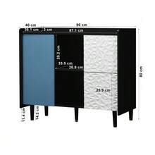 Sideboard/Display Cabinet, Black Furniture With Blue Doors, 2 Drawers With Single Panel And 2 Open Storage Compartments, Modern Furniture For Coffee Bar, Auxiliary Furniture For Kitchen, Dining Room. - 藍色 - 查看 3