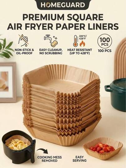 Non-Stick Air Fryer Liners - Brown Paper Sheets, Suitable For Baking, Roasting And Microwave - Easy To Clean, Healthy Cooking, Fit For Home And Commercial Kitchen, Air Fryer Accessories