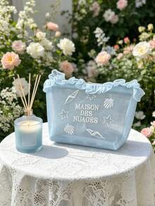 Túi đựng mỹ phẩm thêu họa tiết vỏ sò bằng vải voan xanh, túi đựng mỹ phẩm du lịch, túi đựng đồ dùng vệ sinh cá nhân (không bao gồm mặt dây chuyền), túi lưới thoáng khí đựng son môi, cọ và phụ kiện. Thiết kế nhỏ gọn, tiện dụng, thích hợp cho du lịch hoặc sử dụng hàng ngày, túi đựng mỹ phẩm du lịch, phụ kiện thời trang, phụ kiện trang trí, quà tặng ngày lễ, đồ dùng cần thiết khi đi du lịch, mùa tựu trường, Ngày của Mẹ. - Nhiều màu - Xem 2
