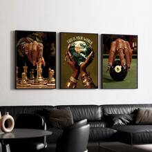 1/3pcs Set Unframed African Woman Playing Chess 8 Balls Fashion Canvas Poster Luxury Afrocentric Wall Art Print Aesthetic Decor Painting For Dorm,Living Room,Bedroom,Modern Home Decoration - A - View 2