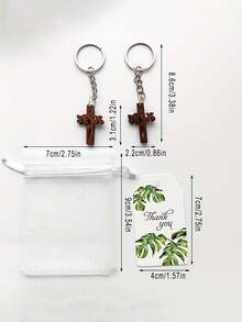 3/5/7sets Jesus Wooden Cross Keychain Sets, Including 9/15/21 Keyrings, 9/15/21 Cards, And 9/15/21 Gauze Bags, Suitable For Baptism, Wedding Communion, Bridal Parties And Souvenirs, Birthday Party Gifts, Religious Event Gifts, Daily Wear, Easter, Holiday Gifts - Multicolor - View 11