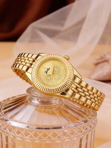1pc Fashionable Luxury Girl's Wrist Watch With Faux Three-Eye Decoration, Time Function, Valentine's Day Gift, Alloy Girl's Quartz Watch, Multiple Colors Available - Multicolor - View 6