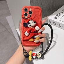 This Disney Mickey Mouse Lanyard Phone Case Is Fully Covered In TPU Material. It's Shockproof, Lightweight, And Compatible With IPhone17/16/11/13/15/15 Plus/15 Pro/15 Pro Max/12/14 Pro Max/11 Pro Max/12 Pro/12 Pro Max/13. This Phone Case Makes A Popular Birthday Gift Or Business Gift; It's Durable, Stain- And Fingerprint Resistant, And Suitable For Both Men And Women. The Set Also Includes A Mickey Mouse Phone Case And A Mickey Mouse Plush Bracelet. It's A Perfect Gift For Friends And Family. This Stylish Phone Case Is Fun, Lightweight, And Durable. IPhone17 Pro Max Phone Case, Minnie Mouse Phone Case. - trắng - Xem 6