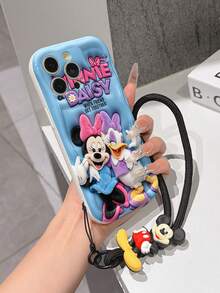 This Disney Mickey Mouse Lanyard Phone Case Is Fully Covered In TPU Material. It's Shockproof, Lightweight, And Compatible With IPhone17/16/11/13/15/15 Plus/15 Pro/15 Pro Max/12/14 Pro Max/11 Pro Max/12 Pro/12 Pro Max/13. This Phone Case Makes A Popular Birthday Gift Or Business Gift; It's Durable, Stain- And Fingerprint Resistant, And Suitable For Both Men And Women. The Set Also Includes A Mickey Mouse Phone Case And A Mickey Mouse Plush Bracelet. It's A Perfect Gift For Friends And Family. This Stylish Phone Case Is Fun, Lightweight, And Durable. IPhone17 Pro Max Phone Case, Minnie Mouse Phone Case. - trắng - Xem 2