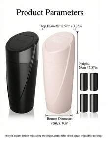 3/4/5/6pcs Leak-Proof Mini Car Trash Can With Lid, Cup Holder Design Car Trash Can, Comes With Multiple Trash Bag Rolls, Multi-Functional Storage Bin Suitable For Car, Home And Office - Style a - View 3