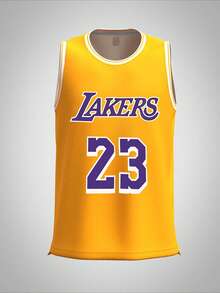 Men's  #23  James Retro Basketball Jersey, Quick Dry Sports Vest - 黃色 - 查看 4