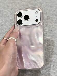 1 pieza Funda de teléfono brillante y con purpurina con patrón de ondas de agua irregular y brillante compatible con iPhone 17 Pro Max, 17 Pro, 16 Pro Max, 15 Pro Max, 14 Pro Max, 13 Pro Max, 16, 15, 14 Plus, 13, 12 Pro, 11, cubierta suave y elegante como regalo para chicas con estilo Y2K - Púrpura malva - Ver 2
