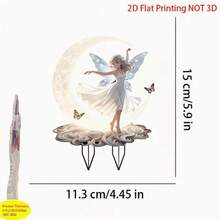 2D 平面仙女花园装饰，5.9 英寸 x 4.45 英寸塑料户外草坪装饰，带有发光仙女和蝴蝶图案，无需电源，适用于圣诞节、感恩节、万圣节、复活节和节日艺术装饰，可收藏的积木和配件 - E - 查看 6