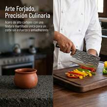 Cuchillo multifuncional para carne, cuchillo de chef de cocina resistente con mango negro, cuchillo de acero al carbono, cuchillo de carnicero, apto para carne y verduras, ideal para cocinas, restaurantes y uso al aire libre - Negro - Ver 6