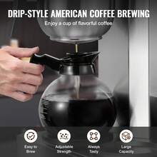 12 tazas cafetera de goteo comercial, cafetera con 3 carafas de vidrio y 3 placas más calientes, acero inoxidable para verter sobre la cervecera de café con ingesta de agua automática, para el restaurante de la oficina del café - Hay agua caliente - Ver 3