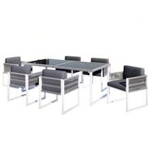 Rope Dining Set, Garden Furniture, Garden Dining Set For 6 People With Armchairs, Removable And Washable Fabric Cover. - Grey - View 9