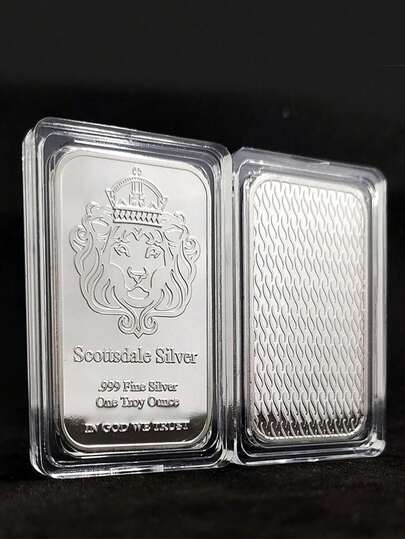 Smtt1 Oz  Fine Silver Scottsdale Bar, Silver Bullion Bar, In God We Trust, With Display Boxsmtt